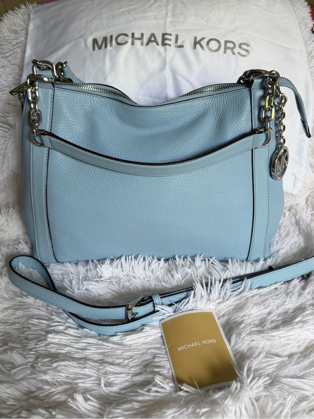 Michael Kors Jet Set Medium Pebbled Leather Chain Shoulder Bag LIKE NEW
